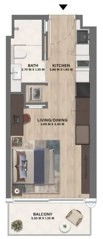 0 bedroom Apartments floor plan at Mövenpick Residences Dubai Motor City Phase 1