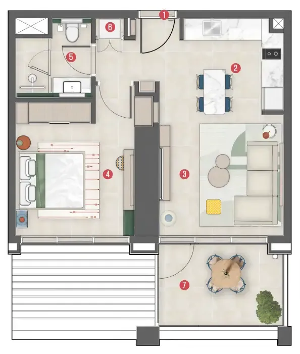 1 bedroom Apartments floor plan at Rove Home Meydan Horizon