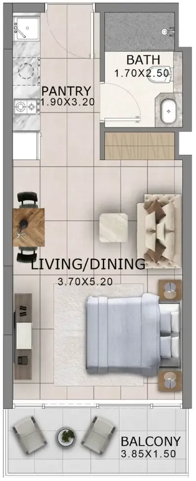 0 bedroom Apartments floor plan at Arlington Park 2
