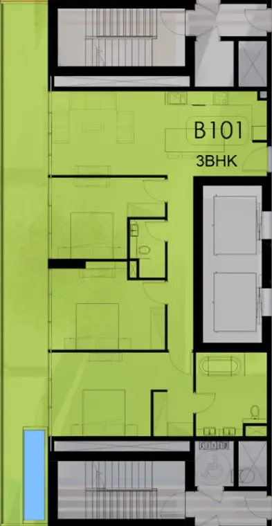 3 bedroom Apartments floor plan at Ocean Pearl 1 and 2