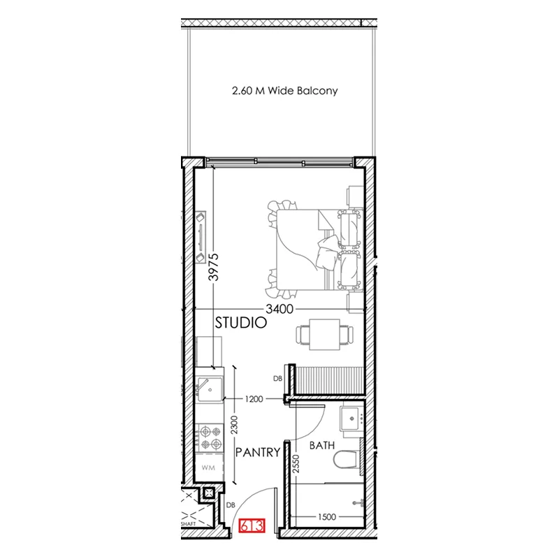 0 bedroom Apartments floor plan at Al Haseen Residences 5