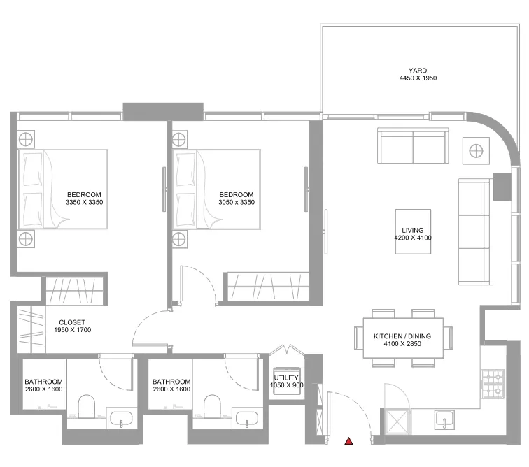 2 bedroom Apartments floor plan at Coastline Beach Residences