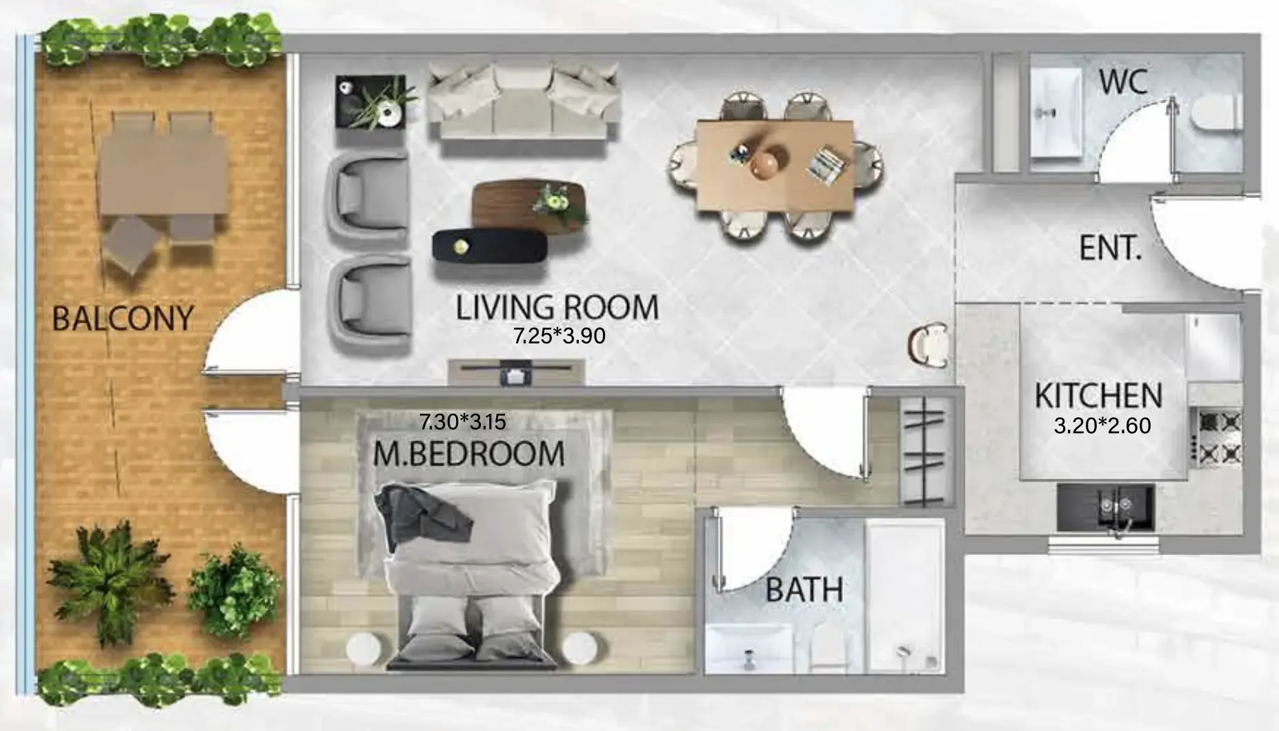1 bedroom Apartments floor plan at 311 Boulevard