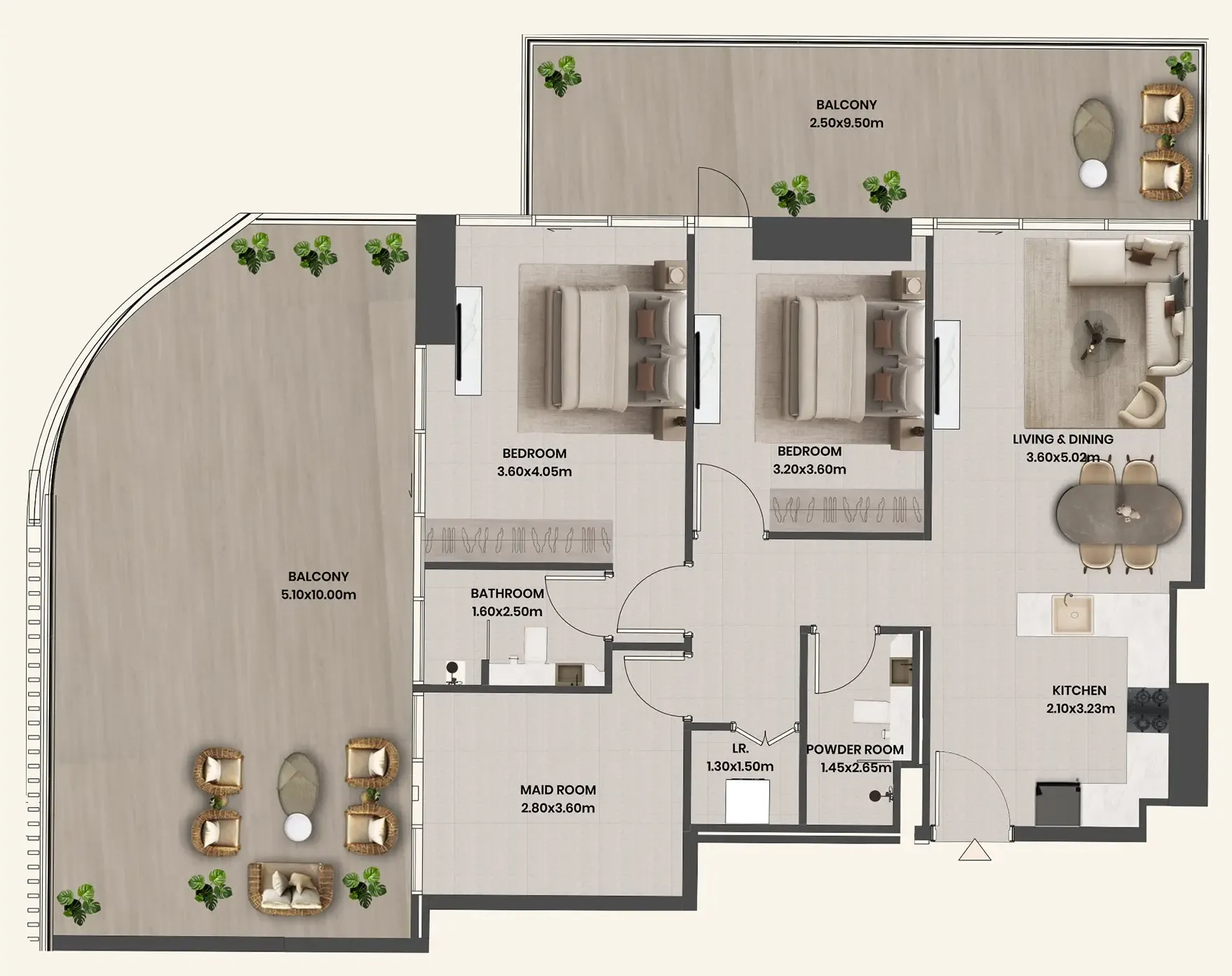 2 bedroom Apartments floor plan at Divine Al Barari