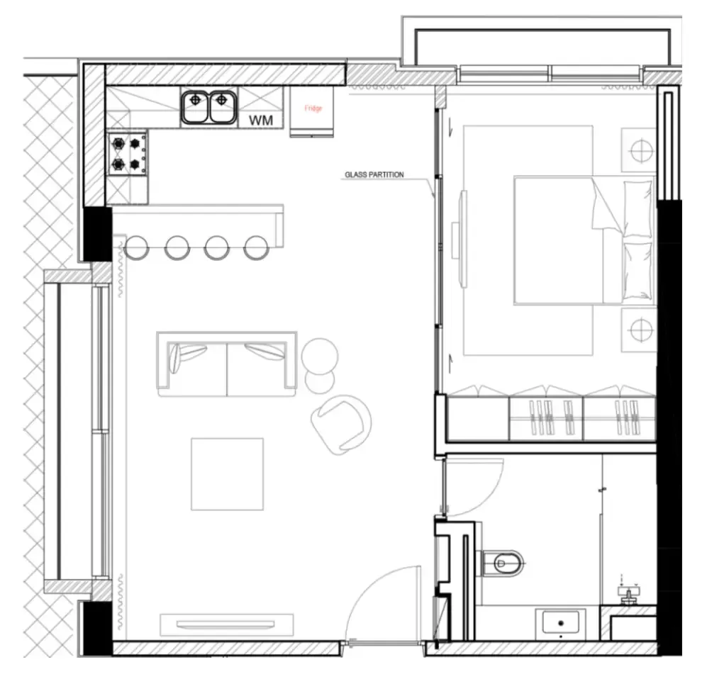 0 bedroom Apartments floor plan at Gateway Porto Al Zorah