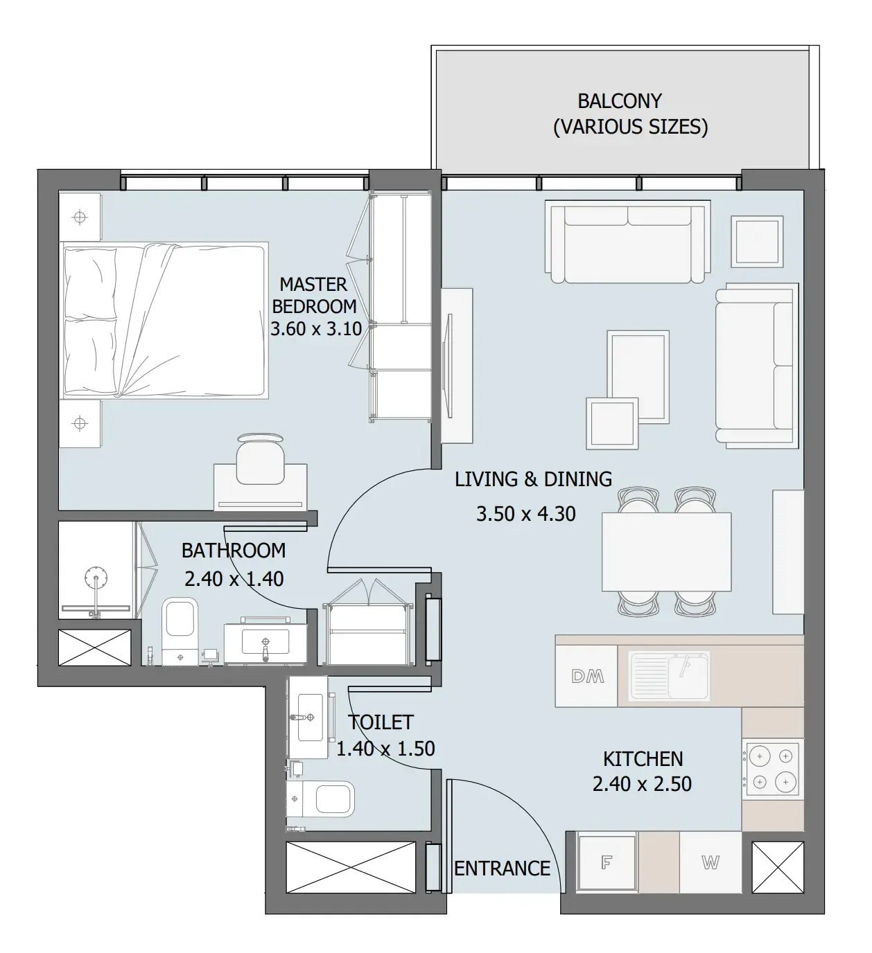 1 bedroom Apartments floor plan at Verdana III