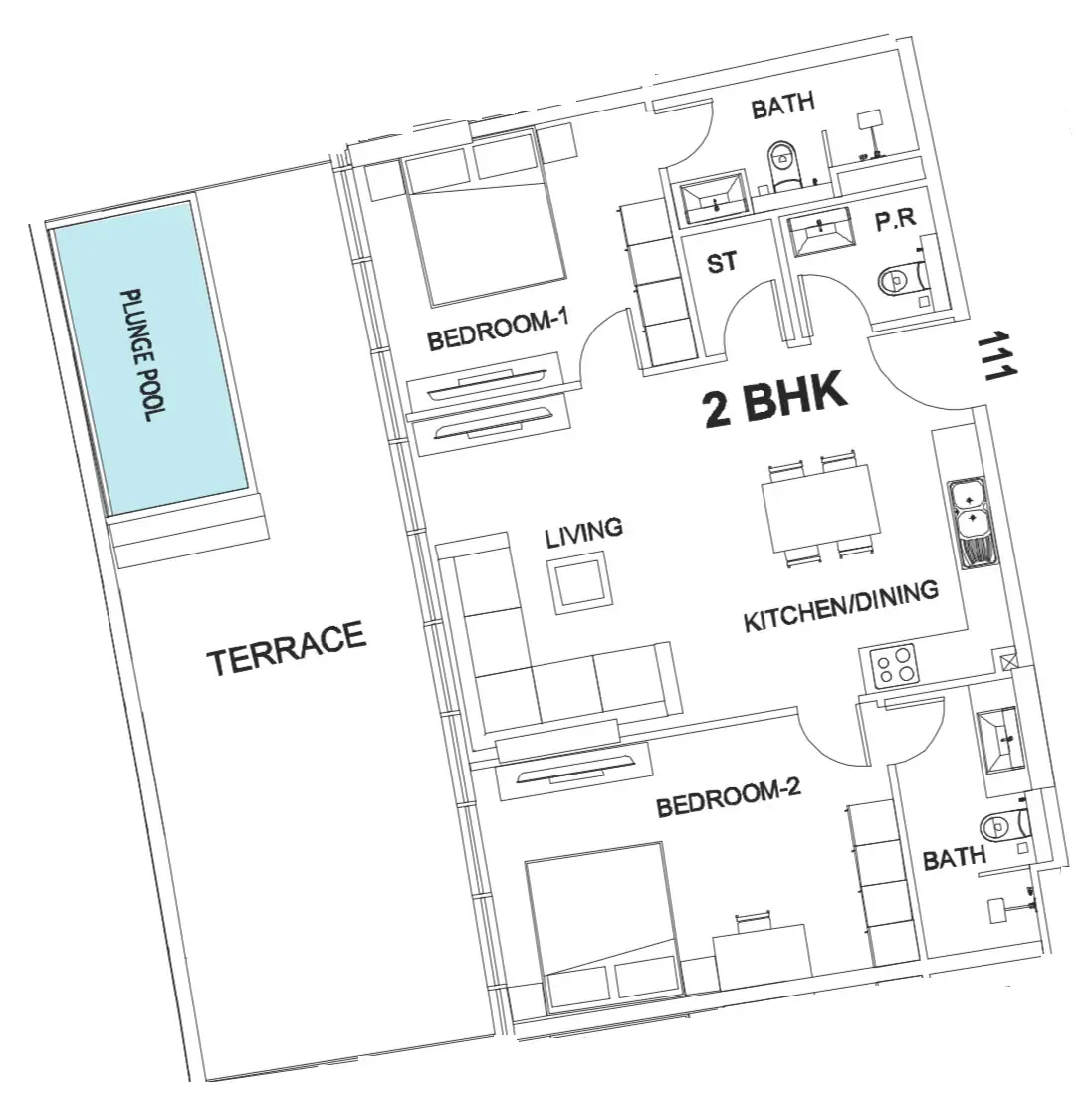 2 bedroom Apartments floor plan at Villa Del Garda