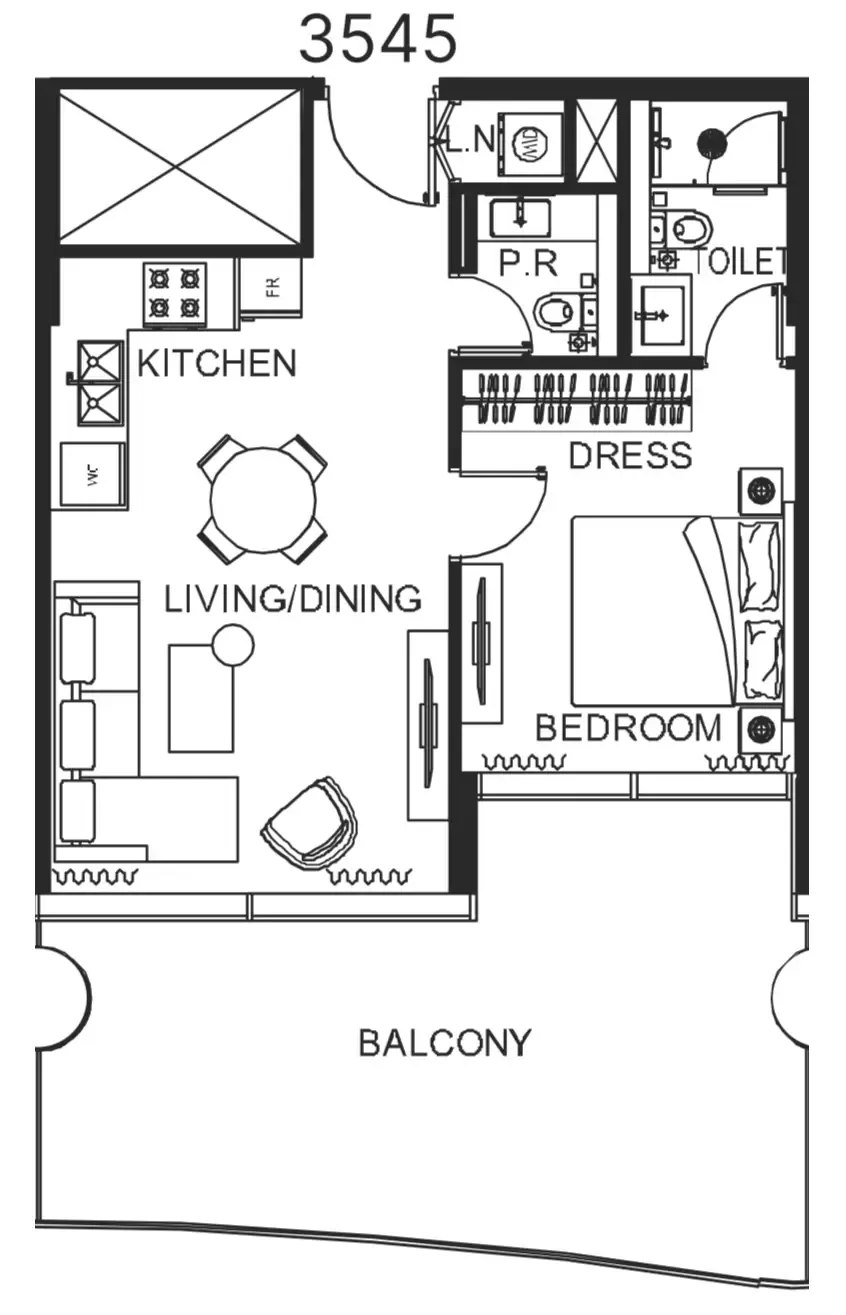 1 bedroom Apartments floor plan at The WOW Tower