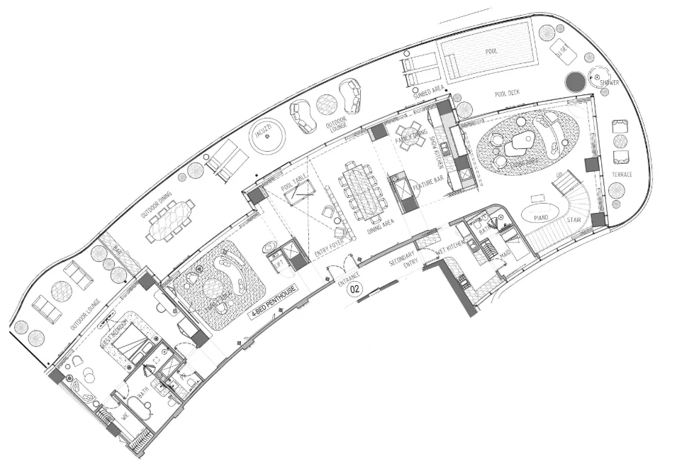 4 bedroom Penthouse floor plan at Damac Bay
