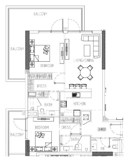 2 bedroom Apartments floor plan at Damac Riverside Views