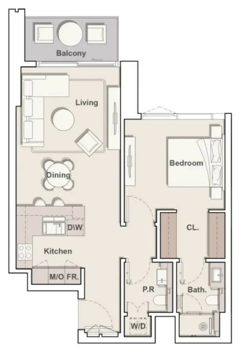 1 bedroom Apartments floor plan at Eltiera Views