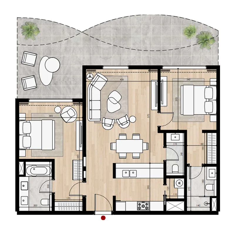 2 bedroom Apartments floor plan at Miraggio