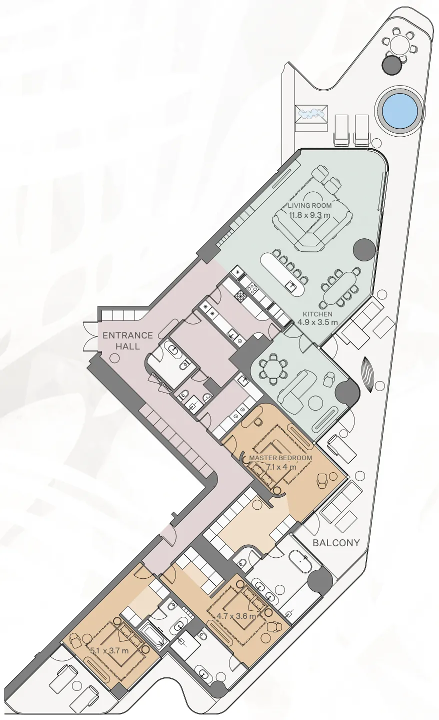 3 bedroom Apartments floor plan at Eywa Tree of Life