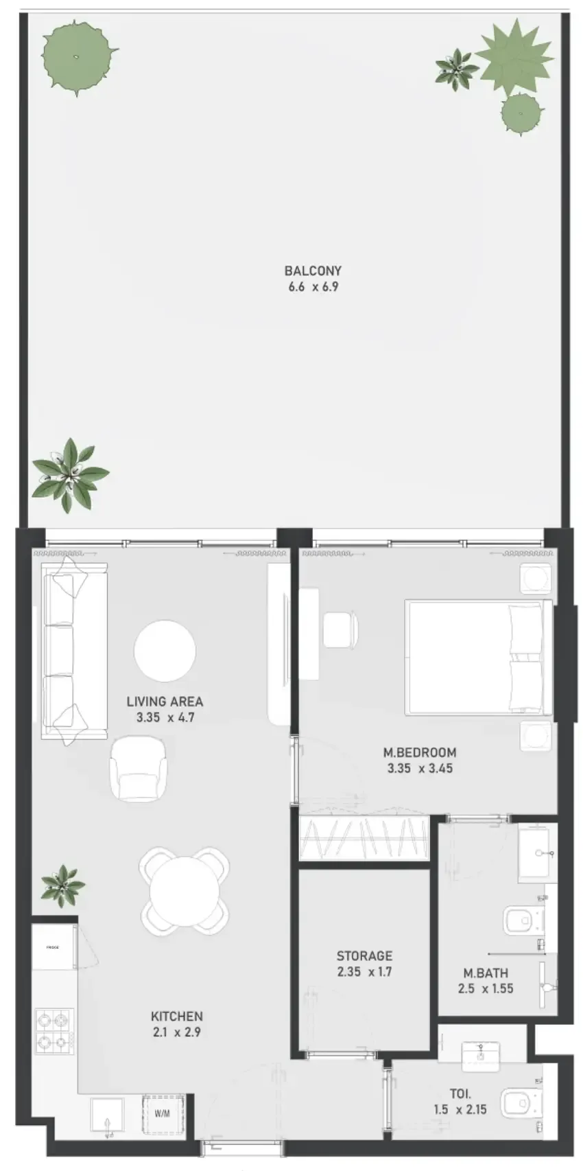 1 bedroom Apartments floor plan at Ayami Residence