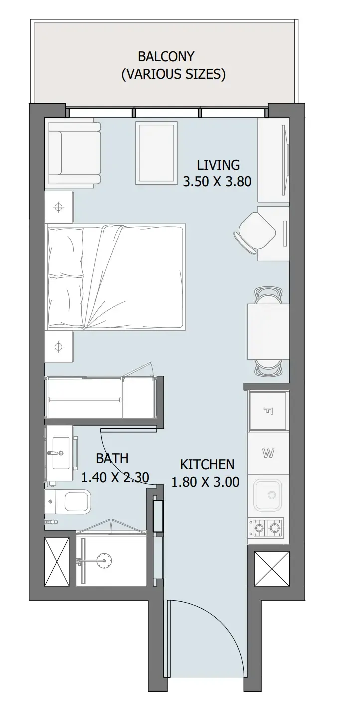 0 bedroom Apartments floor plan at Verdana III