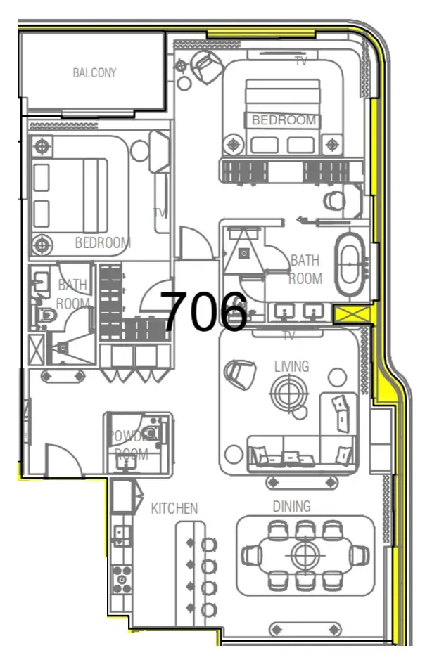 2 bedroom Apartments floor plan at Sofitel Residences