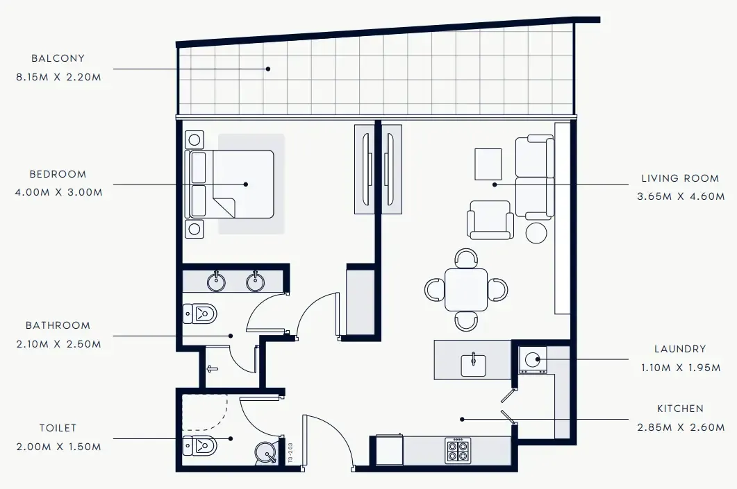 1 bedroom Apartments floor plan at Riviera Rêve