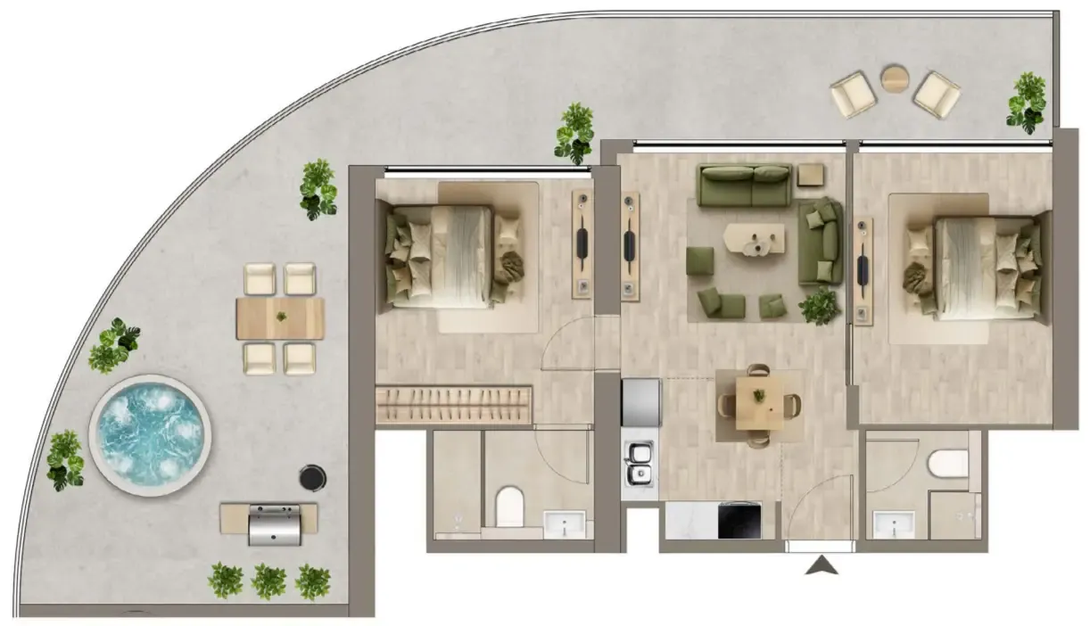 2 bedroom Apartments floor plan at Colibri Views