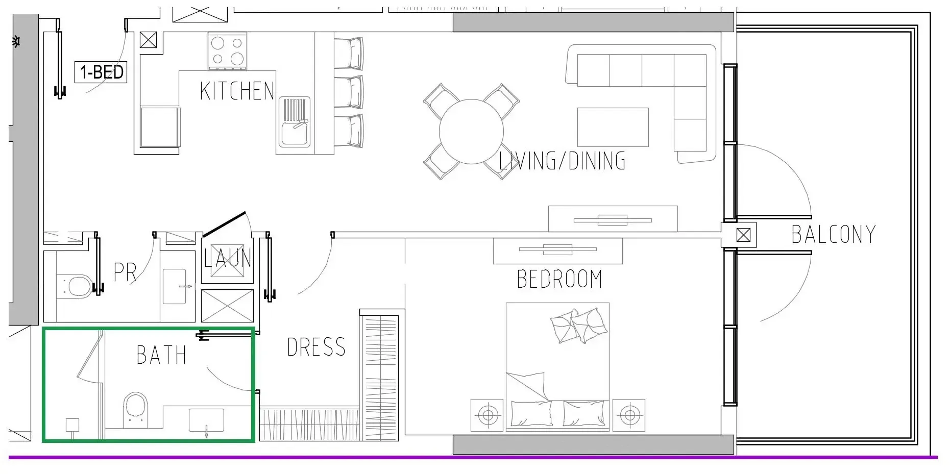 1 bedroom Apartments floor plan at Damac Riverside Views
