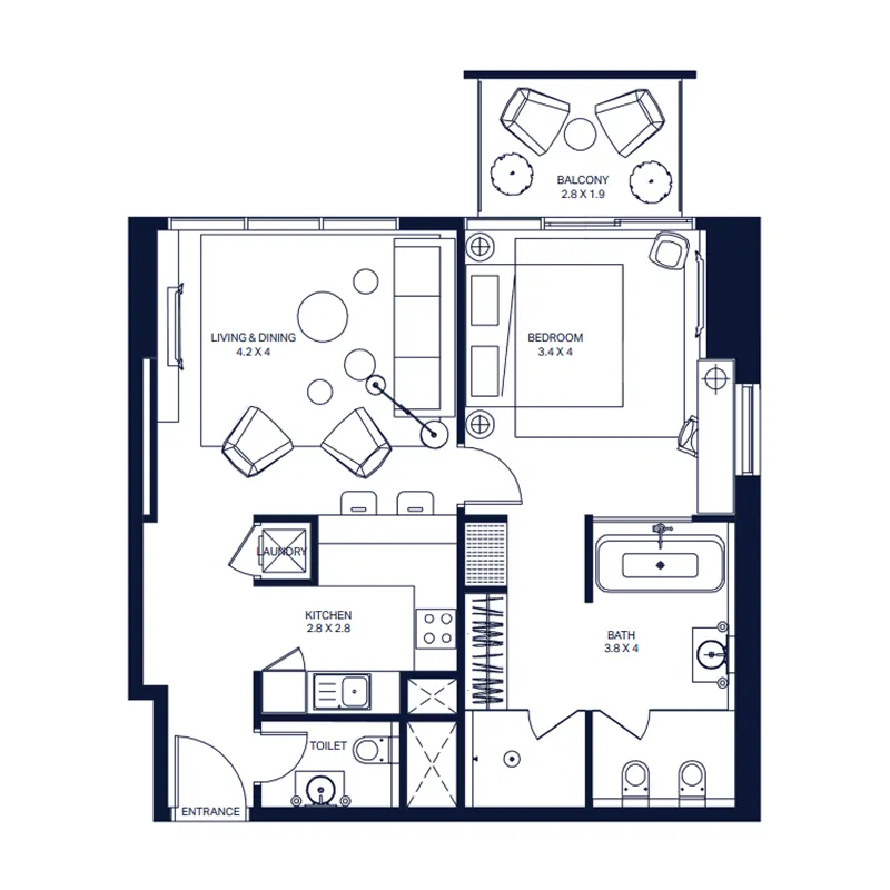 1 bedroom Apartments floor plan at The Atria