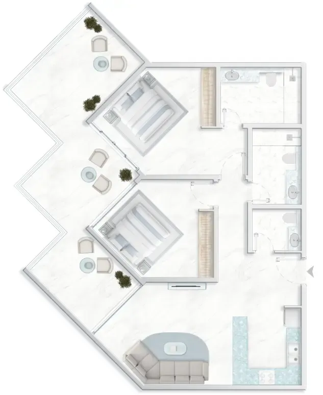 2 bedroom Apartments floor plan at Ice Beach
