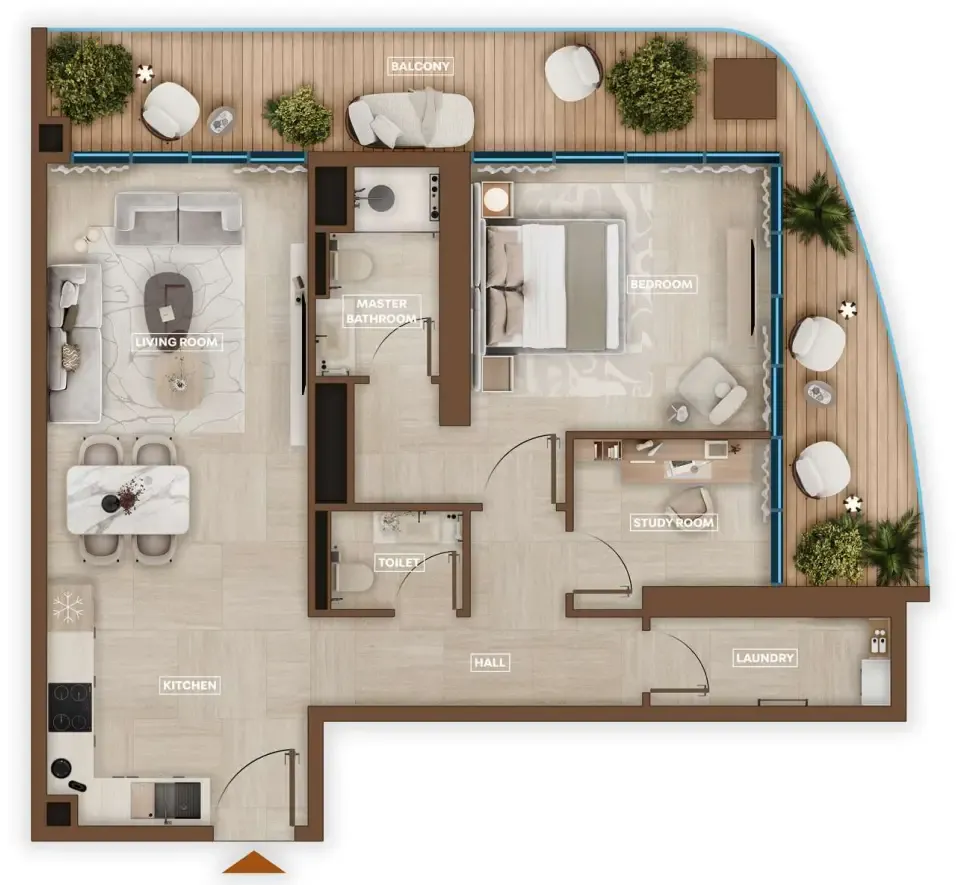 1 bedroom Apartments floor plan at Sky Hills Astra