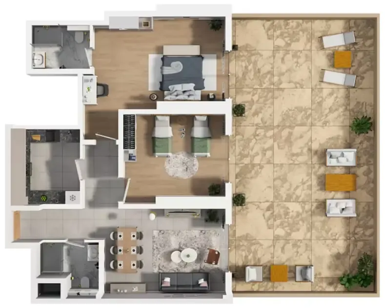 2 bedroom Apartments floor plan at Barajeel Towers
