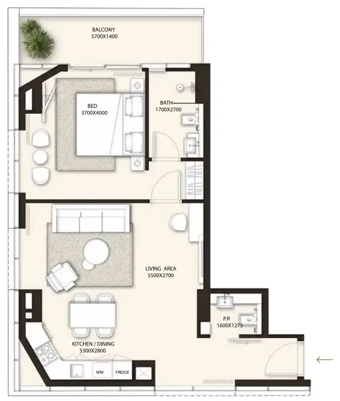 1 bedroom Apartments floor plan at Condor Golf Links 18