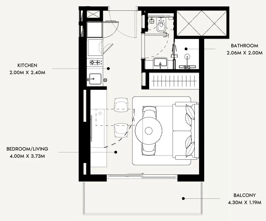 0 bedroom Apartments floor plan at Azizi David