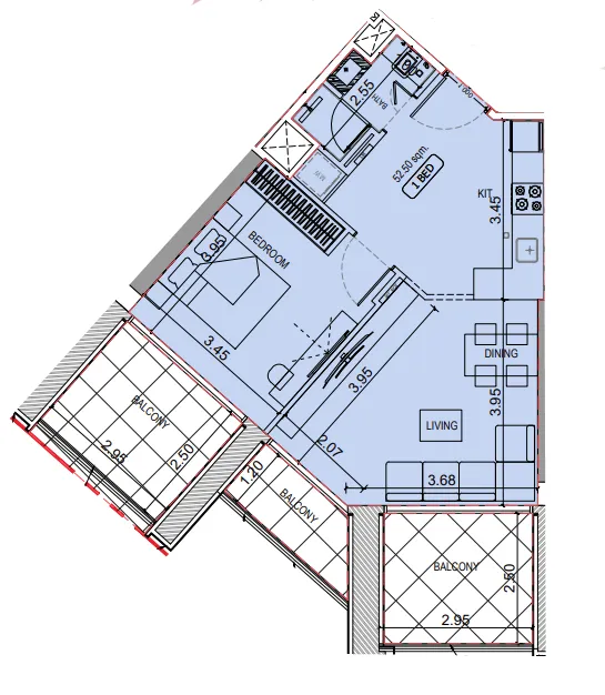 1 bedroom Apartments floor plan at Binghatti Elite