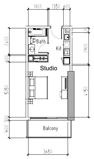 0 bedroom Apartments floor plan at Aykon City Tower