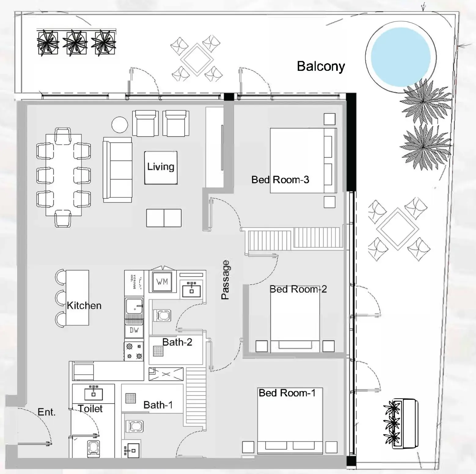 3 bedroom Apartments floor plan at 311 Boulevard