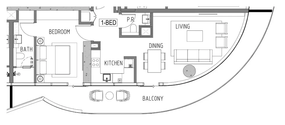 1 bedroom Apartments floor plan at Volta
