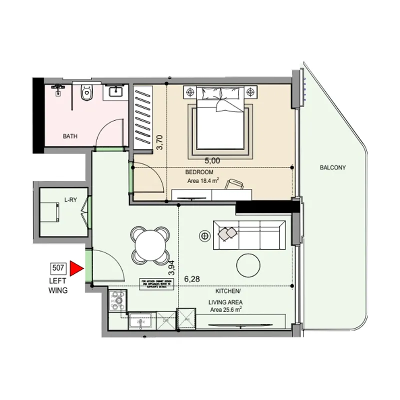 1 bedroom Apartments floor plan at Edgewater Residences 1, 2 and 3