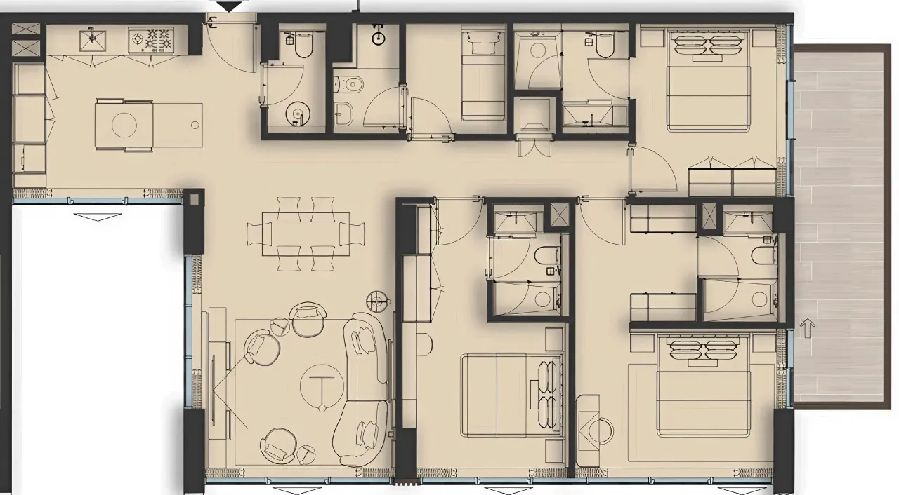 3 bedroom Apartments floor plan at Sea Cliff by Imtiaz