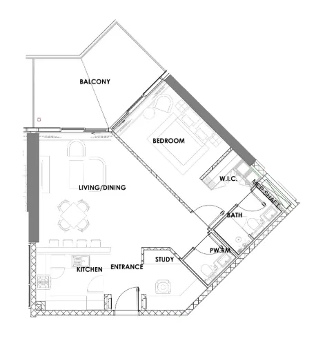 1 bedroom Apartments floor plan at Golf Greens