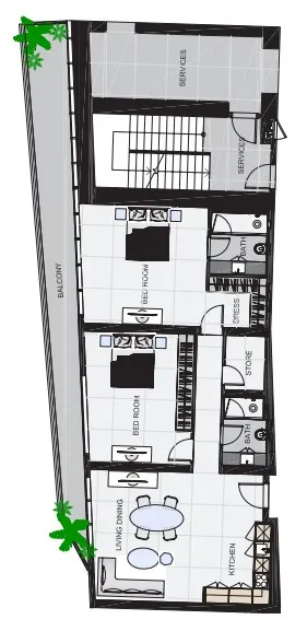 2 bedroom Apartments floor plan at The Community Sports Arena