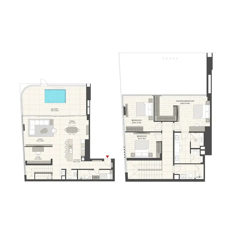 3 bedroom Townhouse floor plan at LIV Maritime