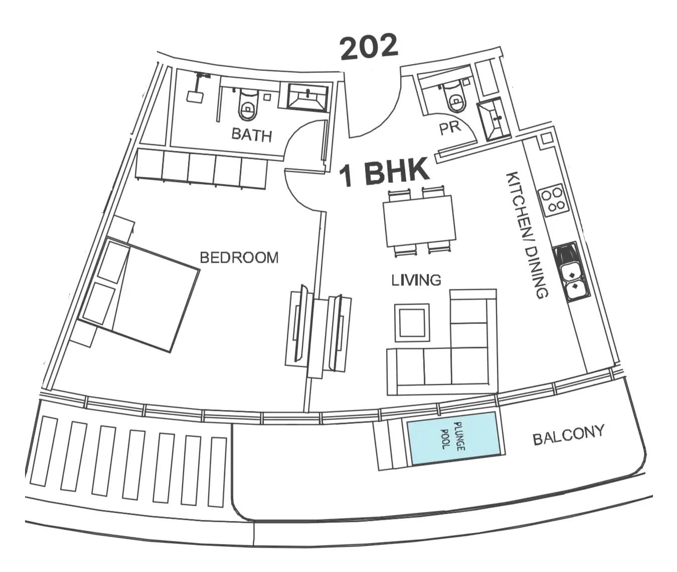 1 bedroom Apartments floor plan at Villa Del Garda