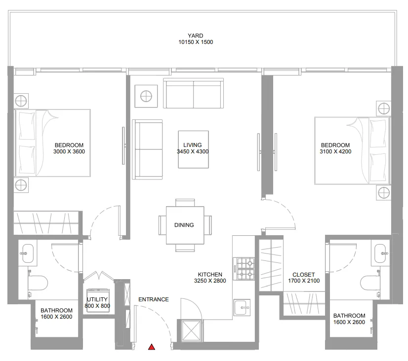 2 bedroom Apartments floor plan at Pierside Marina Residences