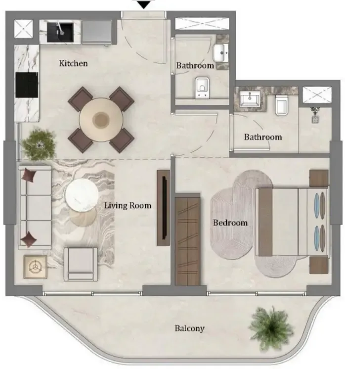 1 bedroom Apartments floor plan at Mirari Lagoon by Zoya