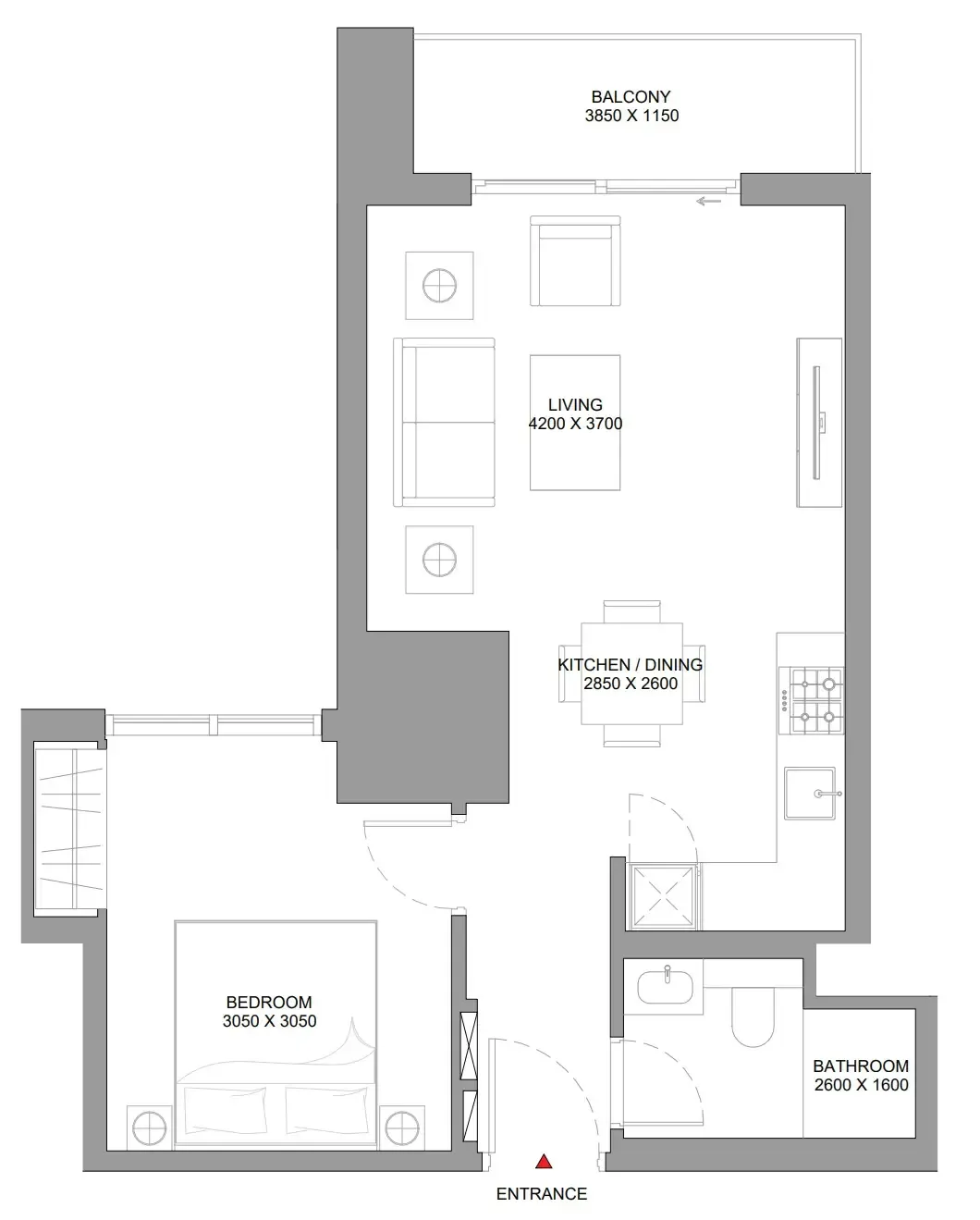 1 bedroom Apartments floor plan at The Eden at Sobha Central