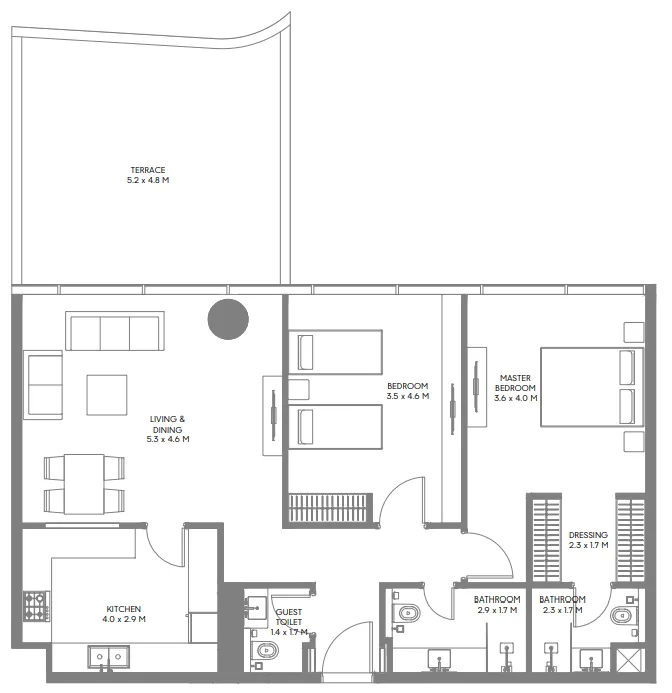 2 bedroom Apartments floor plan at The Gate 3 and 4