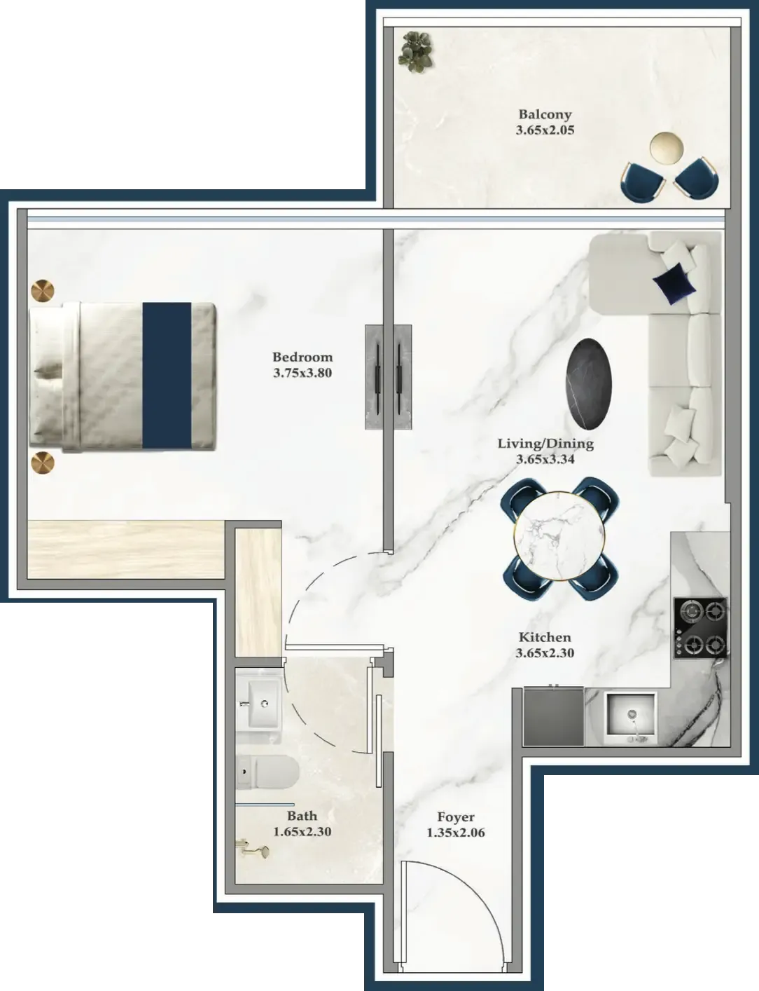 1 bedroom Apartments floor plan at Serenz