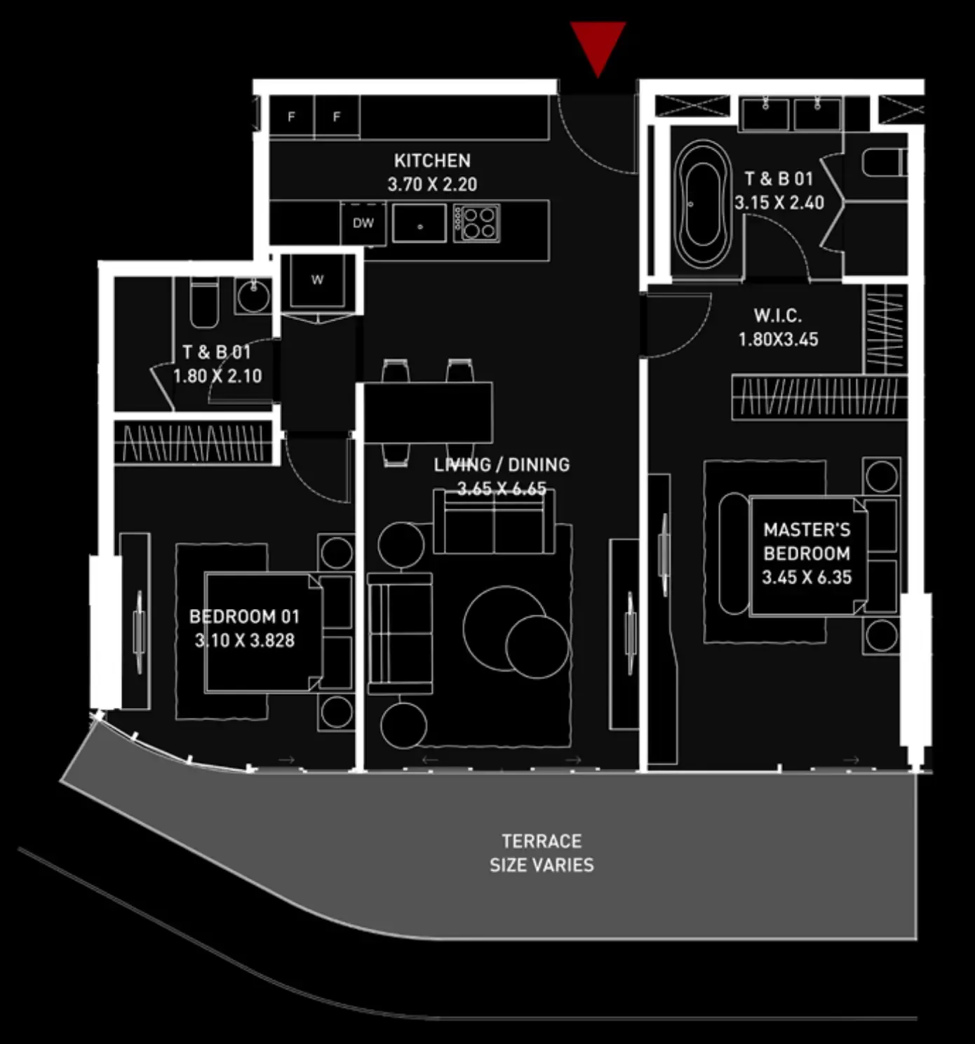 2 bedroom Apartments floor plan at Brabus Island