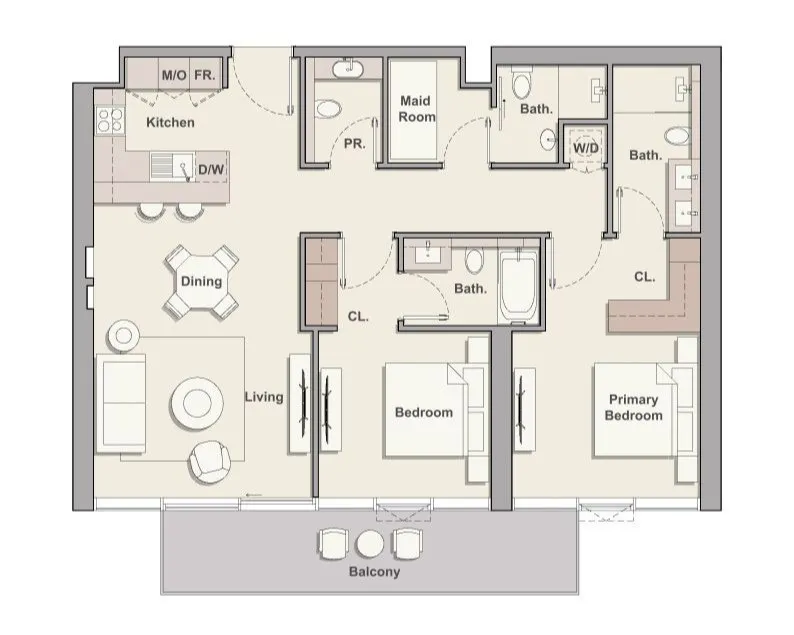 2 bedroom Apartments floor plan at Soto Grande