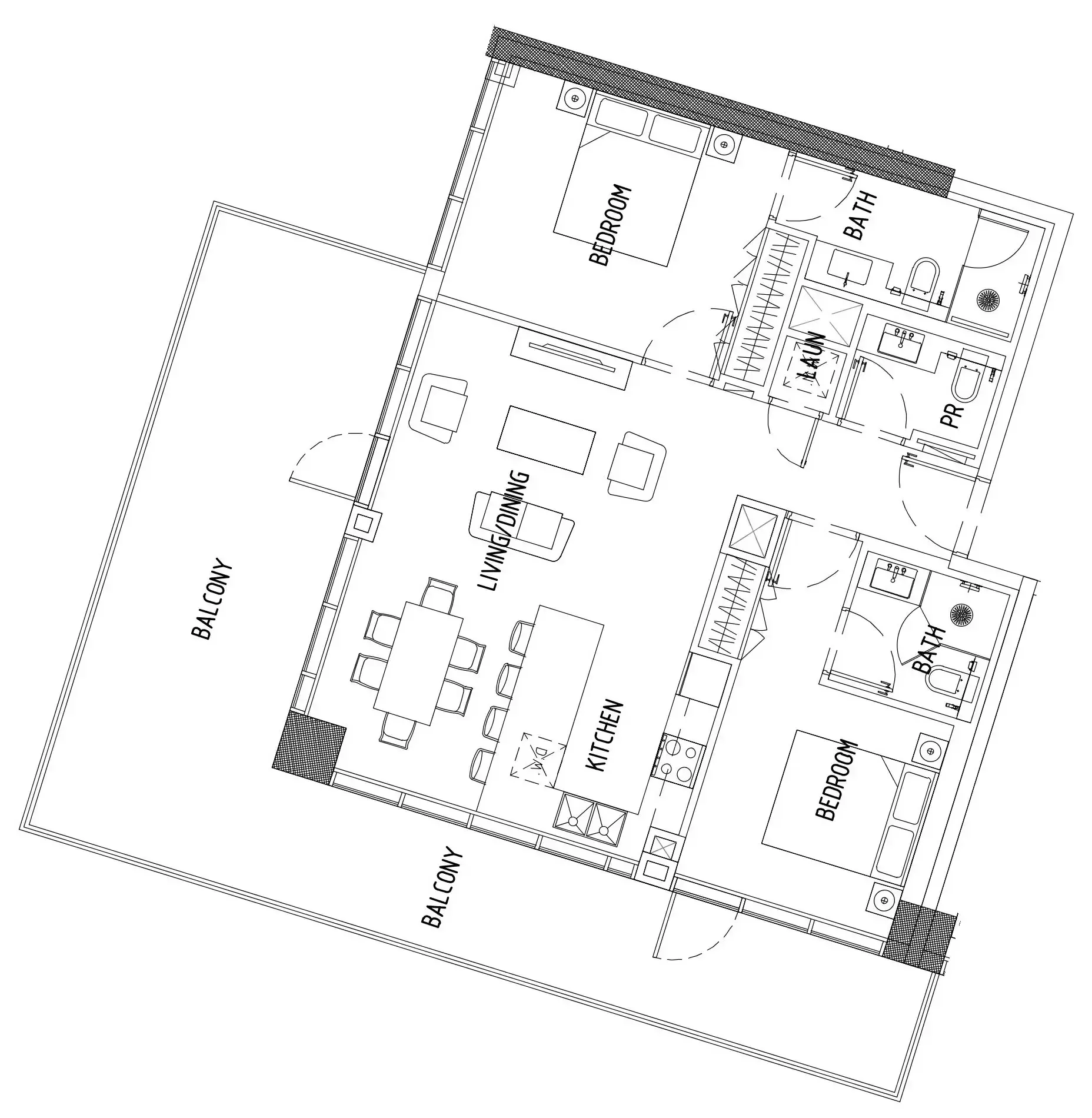 2 bedroom Apartments floor plan at Damac District