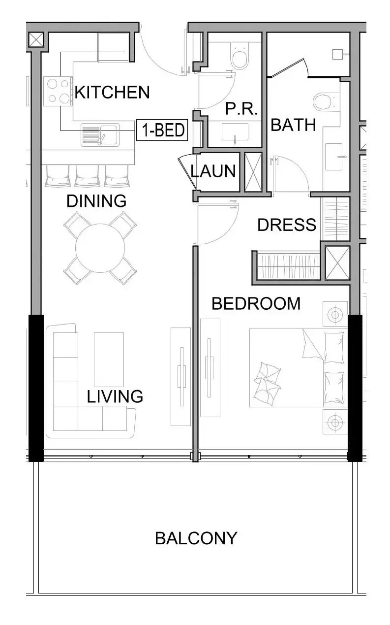 1 bedroom Apartments floor plan at Damac Lagoons Views Phase 3