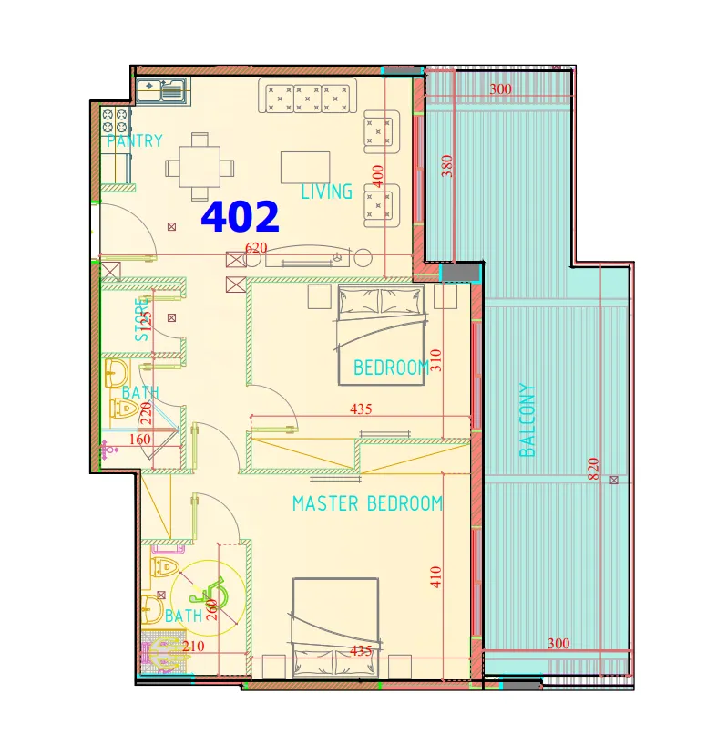 2 bedroom Apartments floor plan at Carmel Residence