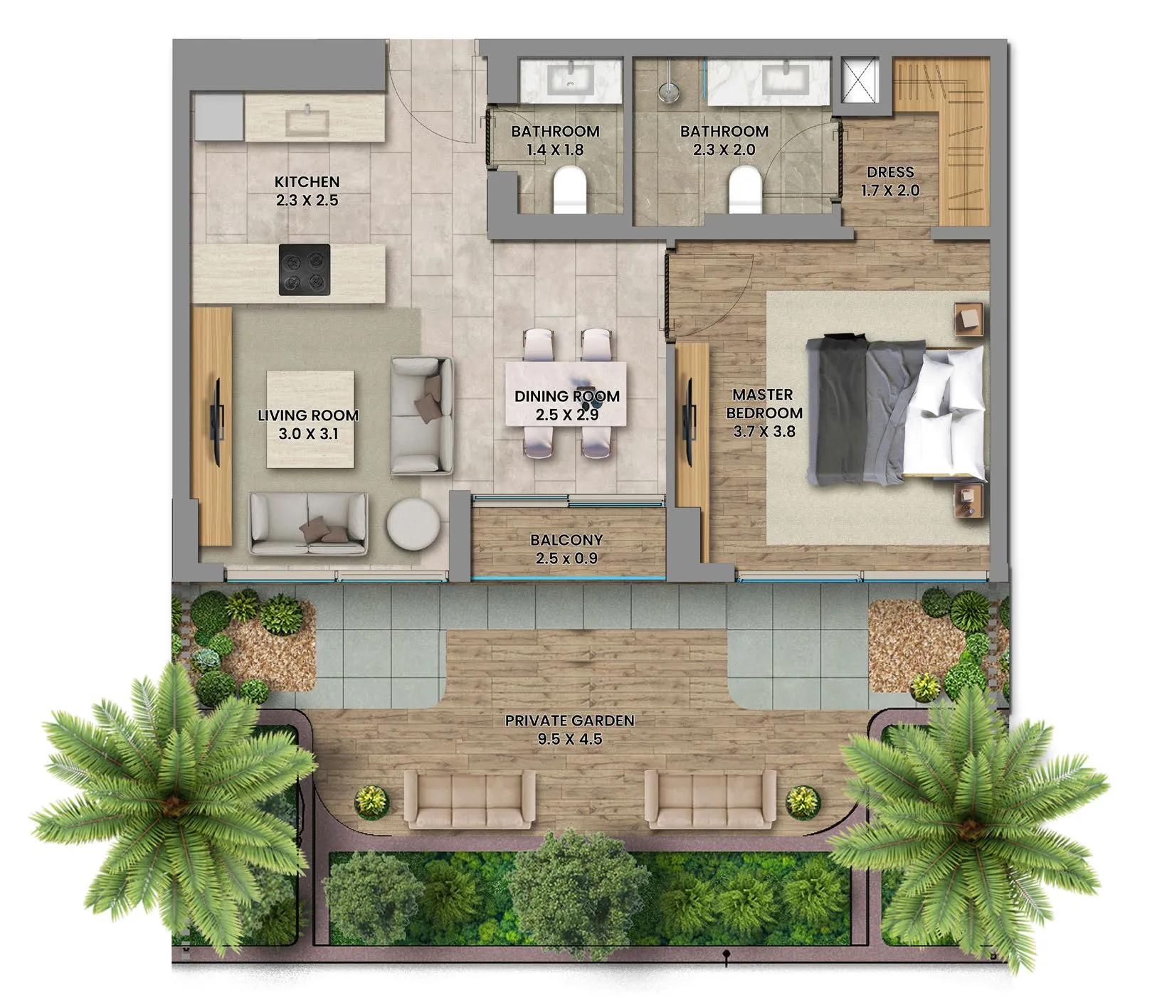 1 bedroom Apartments floor plan at Elemental 78